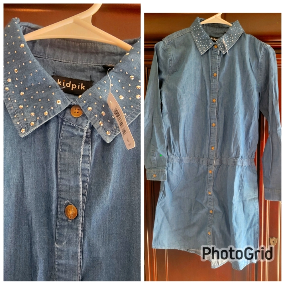 Kidpik. Tie waist denim dress